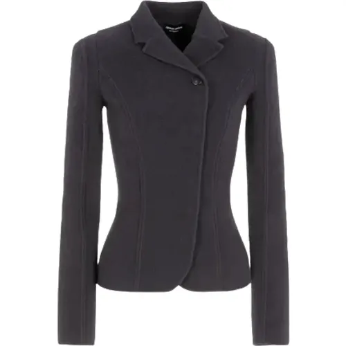 Cashmere Jacket with Asymmetric Closure , female, Sizes: XS - Giorgio Armani - Modalova