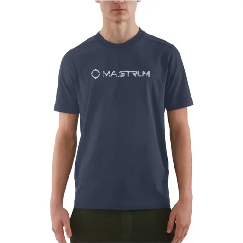 Cracked Logo Tee Ink Navy , male, Sizes: L, M, XL, S - Ma.strum - Modalova