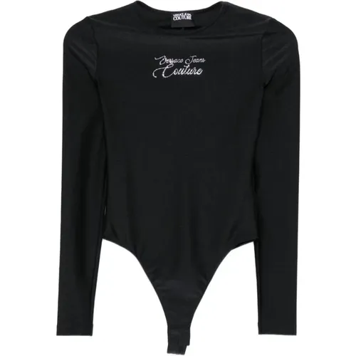 Body, female, , Size: S Embroidered Logo Long Sleeve Bodysuit - Versace Jeans Couture - Modalova