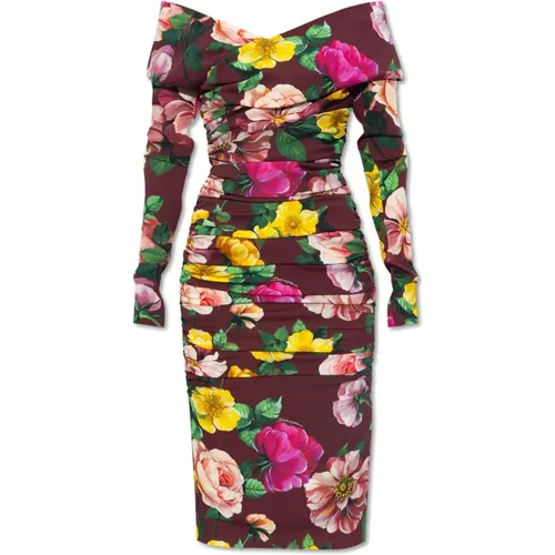 Dress with floral motif , female, Sizes: 2XS, S, XS, M - Dolce & Gabbana - Modalova