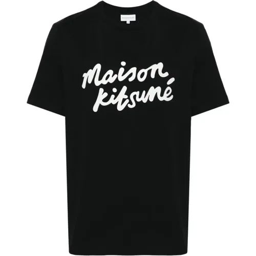 Logo Print T-shirts and Polos , male, Sizes: XL, L - Maison Kitsuné - Modalova