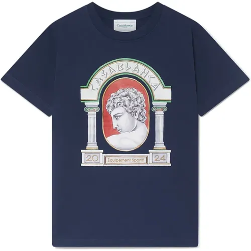 Blau Bogen Druck T-shirt , Herren, Größe: M - Casablanca - Modalova