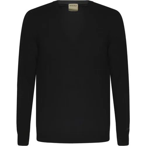 Schwarze Pullover für Männer , Herren, Größe: S - Woolrich - Modalova