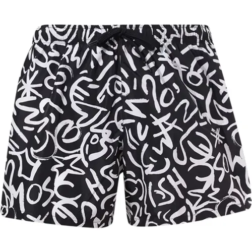 Scribble Print Swim Shorts , male, Sizes: L - Moschino - Modalova