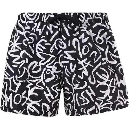 Scribble Print Swim Shorts , male, Sizes: XL, L, M - Moschino - Modalova