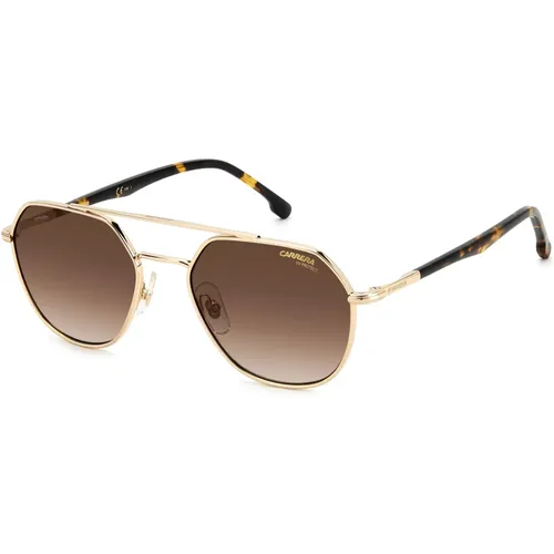 Sunglasses, unisex, , Size: 53 MM Gold Havana Sunglasses with Shaded Lenses - Carrera - Modalova