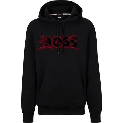 Hoodies, male, , Size: L Dragon Art Hooded Sweatshirt - Hugo Boss - Modalova