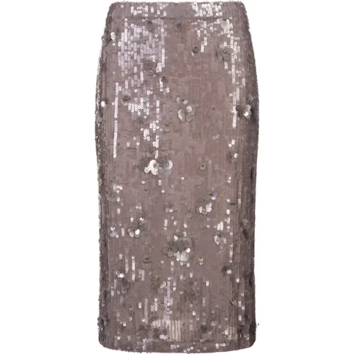 Grey Sequin Longuette Skirt , female, Sizes: M, L - P.a.r.o.s.h. - Modalova