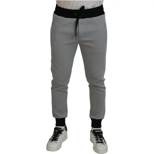 Sweatpants, male, , Size: M Authentic Grey Jogger Pants with Drawstring Closure - Dolce & Gabbana - Modalova