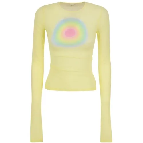 Pastellgelbes Terry Top mit Kreisförmigem Druck , Damen, Größe: XS - SPORTMAX - Modalova