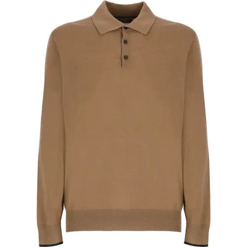 Brauner Woll-Polopullover , Herren, Größe: M - PESERICO - Modalova