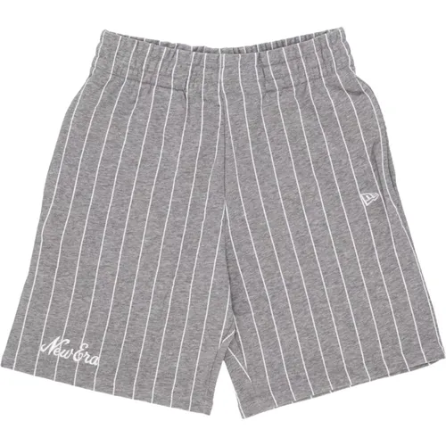 Casual Shorts, male, , Size: L Striped Shorts Heather Grey/White - new era - Modalova