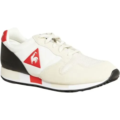 Sneakers, male, , Size: 8 US White Leather Omega Sneakers - Le Coq Sportif - Modalova