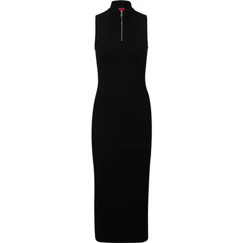 Sleeveless Slim-Fit Dress with Zipper at Neckline , female, Sizes: L - Hugo Boss - Modalova