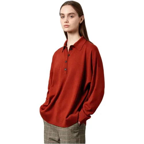 Locker geschnittener Polo-Pullover aus extrafeiner Merinowolle , Damen, Größe: S - Massimo Alba - Modalova