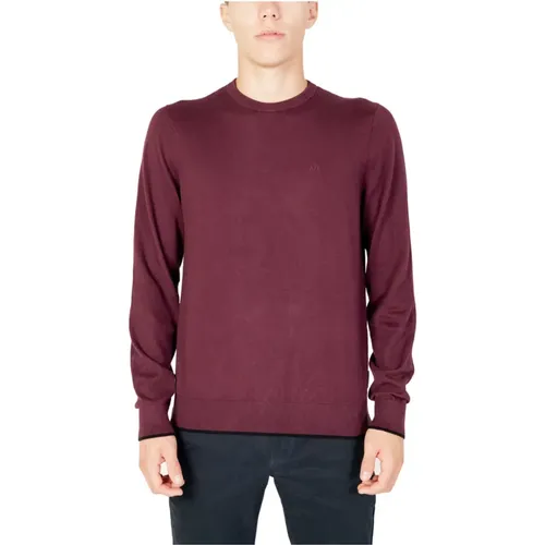 Round-neck Knitwear, male, , Size: XS Men Knitwear Green Plain Sweater - Armani Exchange - Modalova