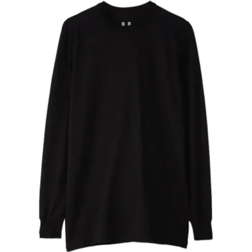 Langarmiges schwarzes Baumwoll-T-Shirt mit architektonischer Silhouette , Herren, Größe: XL - Rick Owens - Modalova