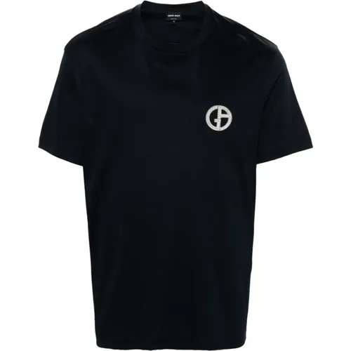 Midnight Blue Jersey Logo T-shirt - Giorgio Armani - Modalova