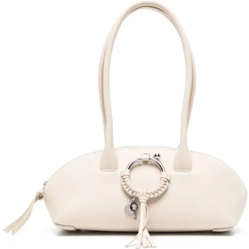 Lederhandtasche mit Ring-Hardware und Flechtdetails , Damen, Größe: ONE Size - See by Chloé - Modalova