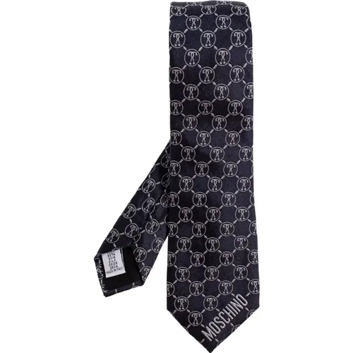 Ties, male, , Size: ONE SIZE Silk tie with monogram - Moschino - Modalova