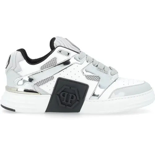 And Silver Lo-Top Sneaker , male, Sizes: 6 UK - Philipp Plein - Modalova