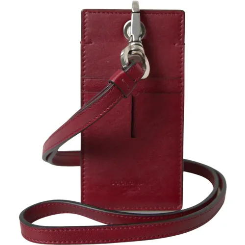 Phone Accessories, male, , Size: ONE SIZE Slim Leather Card Holder with Logo - Dolce & Gabbana - Modalova