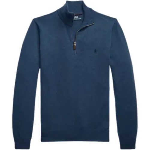 Marineblauer Wollpullover mit Reißverschluss - Ralph Lauren - Modalova