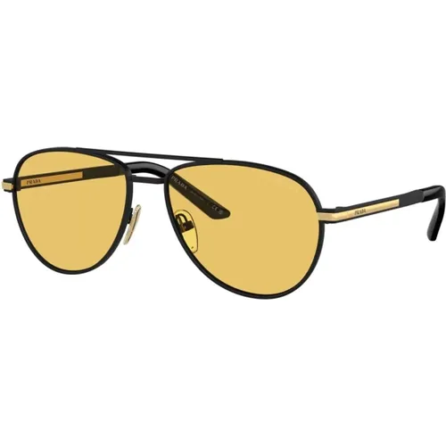 Sunglasses, male, , Size: 60 MM Aviator Sunglasses Matte Orange Lenses - Prada - Modalova