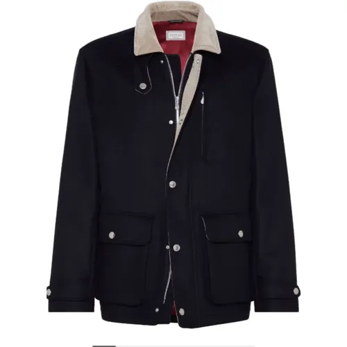 Midnight Wool Shirt Jacket - BRUNELLO CUCINELLI - Modalova