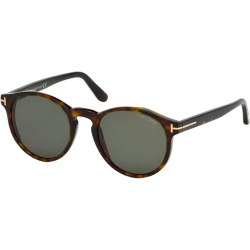Ian-02 Sonnenbrille, Dark Havana/Grün,Striped Grey Sunglasses - Tom Ford - Modalova