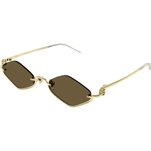 Semi Rimless Metal Sunglasses Gg1604S , unisex, Sizes: 53 MM - Gucci - Modalova