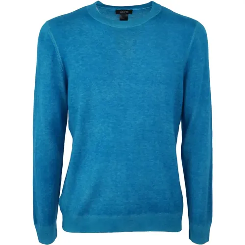 Light Wool Cashmere Round Neck Pullover With Destroyed Edges , male, Sizes: 2XL - Avant Toi - Modalova