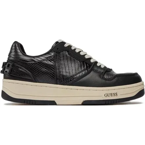 Niedrige Ledersneakers - Schwarz - Guess - Modalova