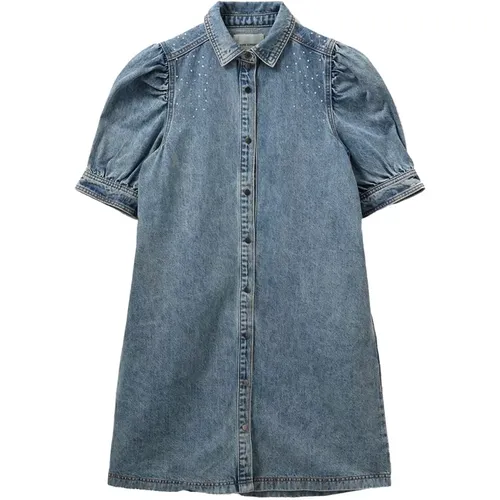 Denimblaues Kleid mit Puffärmeln , Damen, Größe: L - Sofie Schnoor - Modalova