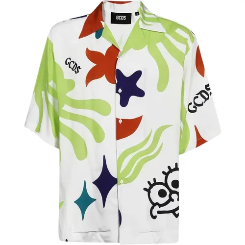 Short Sleeve Shirts, male, , Size: XL Stylish Viscose Shirt with All-Over Print - Gcds - Modalova