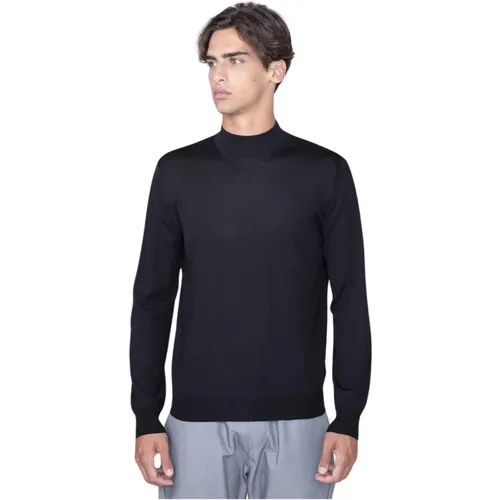 Stylish and Comfortable Navy Wool Shirt , male, Sizes: 2XL, 4XL, 3XL - Filippo De Laurentiis - Modalova