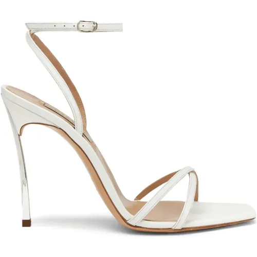 Elegante Weiße Sandale mit Quadratischem Absatz,Elegante Tulpen-Sandalette,Elegante Blade Absatz Sandale - Casadei - Modalova