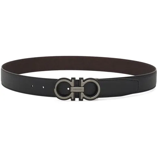 Belts, male, , Size: 100 CM Reversible Leather Belt Gancini Buckle - Salvatore Ferragamo - Modalova