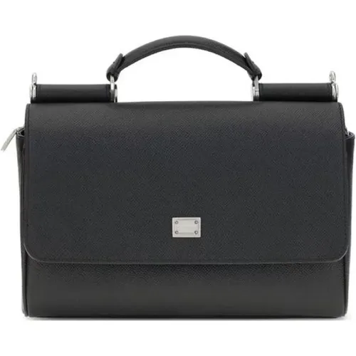 Handbags, male, , Size: ONE SIZE Elegant Leather Handbag with Top Handle - Dolce & Gabbana - Modalova
