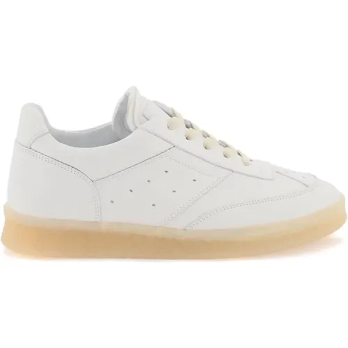 Leather Court Sneakers with Perforated Sides , female, Sizes: 5 UK, 4 UK, 5 1/2 UK, 7 UK, 6 1/2 UK, 6 UK - MM6 Maison Margiela - Modalova