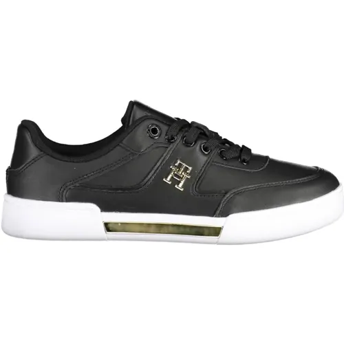 Schwarzer Polyester-Sneaker , Damen, Größe: 39 EU - Tommy Hilfiger - Modalova