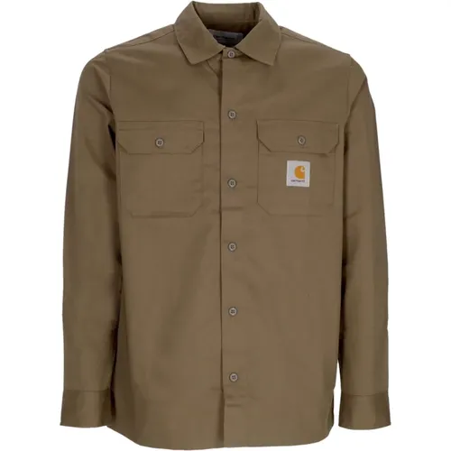 Light Jackets, male, , Size: S Long Sleeve Twill Shirt with Button Closure - Carhartt WIP - Modalova