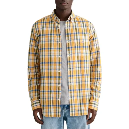Check Linen Shirt , male, Sizes: L, XL, S, 2XL - Gant - Modalova