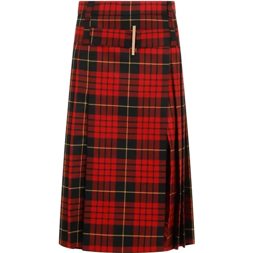 Midi Skirts, female, , Size: XS Black Yellow Tartan Skirt - alexander mcqueen - Modalova