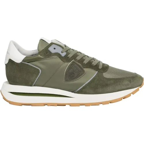 Hohe Top Sneakers Einfacher Verschluss,Khaki Grüne Sneakers mit Memory Foam - Philippe Model - Modalova