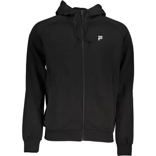 Schwarzer Kapuzen-Zip-Sweatshirt , Herren, Größe: 2XL - Fila - Modalova