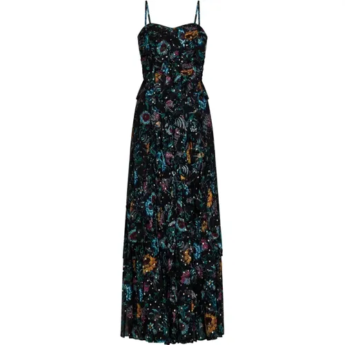 Schwarzes Kleid mit Blumenmuster und Rüschen - Ulla Johnson - Modalova
