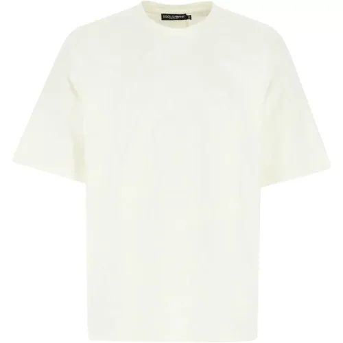 Weiße Baumwoll-T-Shirt , Herren, Größe: L - Dolce & Gabbana - Modalova
