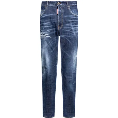 Slim-fit Jeans, male, , Size: S Lived-In Effect Straight Denim Jeans - Dsquared2 - Modalova