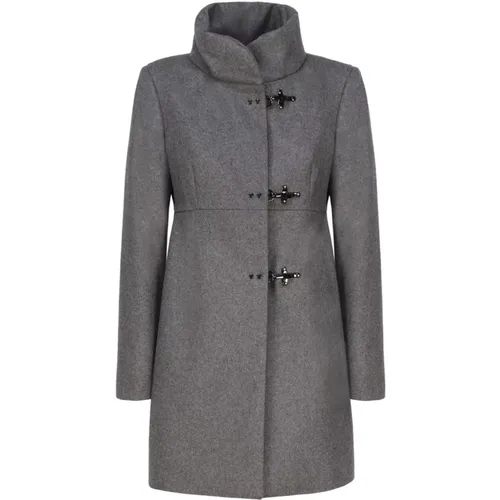 Single-Breasted Coats, female, , Size: M Grey Tulip Shape Coat - Fay - Modalova